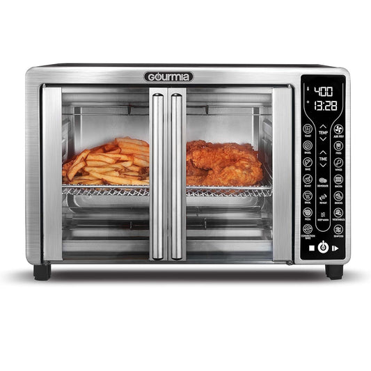 Gourmia Toaster Oven Air Fryer Combo 17 cooking presets 1700W french door digital air fryer oven 24L capacity accessories