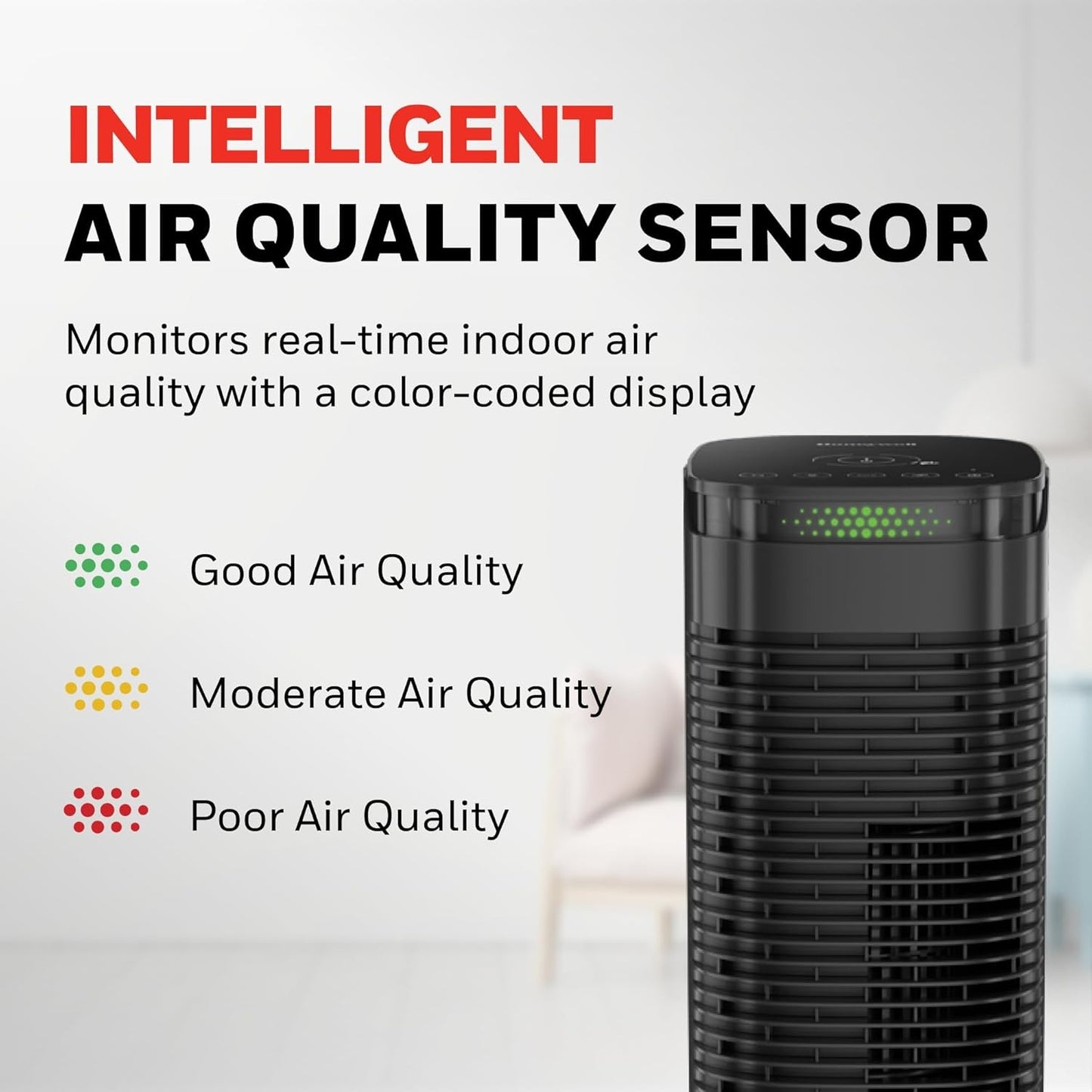 Honeywell HEPA Air Purifier for Home, Auto Mode, Air Quality Indicator, Reduces Dust, Pollen, Pet Dander