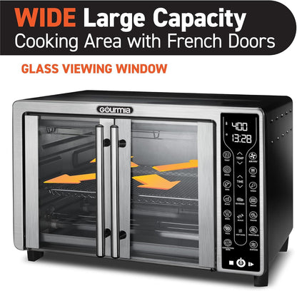 Gourmia Toaster Oven Air Fryer Combo 17 cooking presets 1700W french door digital air fryer oven 24L capacity accessories