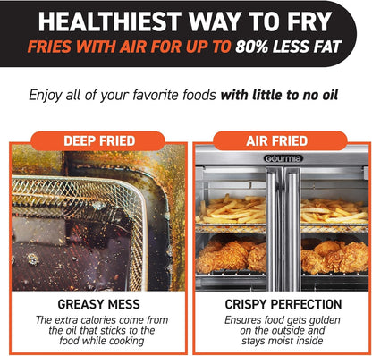 Gourmia Toaster Oven Air Fryer Combo 17 cooking presets 1700W french door digital air fryer oven 24L capacity accessories